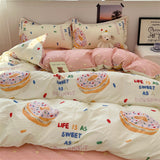 Tineit Fashion Duvet Cover Set No Filler Flat Sheet Pillowcases Boys Girls Cute Twin Queen Size Ins Spring New Bedding Linen