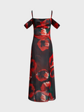 Tineit 2024 New Spaghetti Floral Sleeveless Maxi Dress