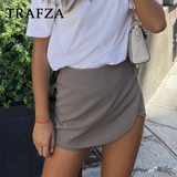 cold weather outfits Tineit 2024 Autumn Winter Women Casual Mini Asymmetrical Skirts Shorts Fashion Sexy High Waist Solid Back Pockets Female Shorts