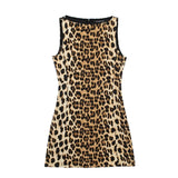 cold weather outfits Tineit 2024 Spring Summer Women LEOPARD Sexy Dresses Fashion Nightclub O Neck Slim Sleeveless Print Elegant Ladies Mini Dresses