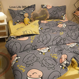 Tineit INS Blue And White Cow Stripe Cartoon Bedding Set Cute Animal Quilt Cover Soft High Quality Polyester Sheet Bedroom Decor