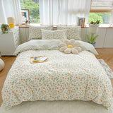 Tineit Floral Ins Bedding Set Cotton Made No Filler Duvet Cover Flat Sheet Pillowcase Single Queen Size Soft BedSpread Home Textile