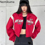 Tineit Streetwear Women's Jackets Crop Tops Turndown Collar High Waist Letter Outwear 2025 Ropa Mujer Casua Zipper Fashion Y2k Coats