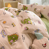 Tineit Cute Dinosaur Duvet Cover Set Flat Sheet Pillowcase No Filler Boys Girls Twin Full Queen Size Home Textile Fashion Bed Linens