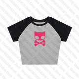 Tineit Y2K clothes 2000s Vintage Harajuku Fairy grunge Short Top womens T-shirts Goth kitty graphics Baby Tees E-girl EMO Crop Tops emo