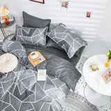 Tineit Grey Geometric Pattern Duvet Cover Four set series for Adults Teens Polyester Bedding Set with Zip Closure Comforter Covers