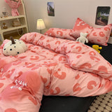 Tineit Ins Style Bedding Set Fashion Cream Pastoral Full Queen Size Duvet Cover No Filling Flat Sheet Pillowcase Kit Kawaii