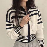 Tineit Collar Neck Stripe Short Cardigan