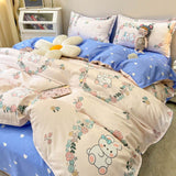 Tineit Cute Bedding Set Fashion Single Double Size Flat Sheet Duvet Cover Pillowcase Soft Microfiber Boys Girls Bed Linen