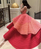 Tineit Pink Tulle Tiered Ruffle Pleats Prom Dress Floor-length فساتين مناسبة حسب الطلب Elegant Sleeveless vestidos de festa 2025-(PRE-ORDER)