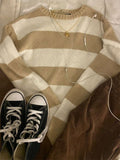 Tineit Casual all-match vintage sweater Harajuku hip-hop streetwear autumn and winter chic striped sweater cute sweetheart emo girl top