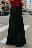 Tineit Solid Color High Waist Pleated Maxi Skirt