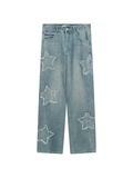 Tineit Blue Wash Star Patched Boyfriend Jeans