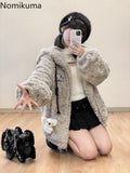 Tineit Cute Wool Lambing Coat Women Fall Winter Clothing Thicked Japanese Furry Tops 2025 Ropa Mujer Fashion Casual Warm Y2k Jackets