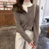 thanksgiving outfit Tineit Korean Sweater Cardigan Women Single-Breasted Long Sleeved Elegant Vintage Knitted Solid Wool Fall Winter Female Casual Jumpers