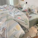 Tineit Floral Dream Bedding Set Soft Cotton Duvet Cover Queen King Size Pillowcase Bed Linens