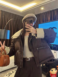 christmas outfit Tineit Women Coffee Parkas Jacket Thicken Warm Long Sleeve Turtleneck Padded Coat Vintage Overcoat Streetwear 2000s Clothes Winter 2025