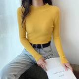 thanksgiving outfit Tineit Knitted Solid Slim Turtleneck Women Casual Simple Elastic Thin Pullover Sweaters Lady Korean Autumn Chic Daily Basic Knitwear