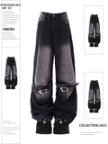 christmas outfit Tineit 2025 Women's Vintage Black Gothic Jeans Y2k Wide Leg Denim Pants 2000s Punk Baggy High Waist Jeans Korean 90s Oversize Trousers