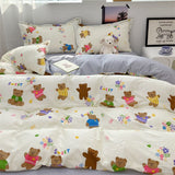 Tineit Fashion Duvet Cover Set No Filler Flat Sheet Pillowcases Boys Girls Cute Twin Queen Size Ins Spring New Bedding Linen