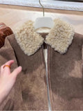 christmas outfit Tineit Women Brown Leather Jacket Coat Vintage Mustang Shearling Jacket 90s Fashion Outfits Korean Loose Outerwear Winter Clothes 2025