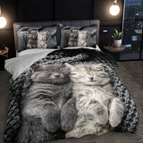 Tineit 3pcs Cat Animal Duvet Cover Set 3D Cute Pet Cat HD Printing Bedding For Home Dorm