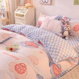 Tineit Floral Bedding Set Skin Friendly Nordic Style Duvet Cover With Pillowcases INS Flat Bed Sheet Soft Polyester Comforter Sets