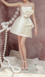 Tineit Simple Sheath Strapless Ivory Satin Homecoming Dress (PRE-ORDER)