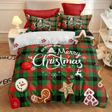 Tineit 3-Piece Christmas Theme Duvet Cover Set - Soft, Breathable, Comfortable Bedding with Vibrant Tree, Gingerbread Man, and Snowflak