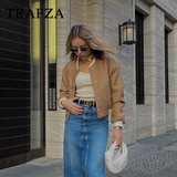 cold weather outfits Tineit 2024 Autumn Winter Casual Women Jackets Fashion Streetwear O Neck Solid Single Breasted Spliced Chic Ladies Jackets