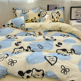 Tineit Fashion Duvet Cover Set No Filler Flat Sheet Pillowcases Boys Girls Cute Twin Queen Size Ins Spring New Bedding Linen