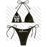 Tineit Sexy Women skeleton Y2k Graphic Swimwear Bikini Set Bra Tie Side G-String Thong Beach e Suit Swimsuit Bathing Suit Swimming Suit