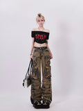 christmas outfit Tineit Women's Y2k Baggy Cargo Jeans Harajuku Denim Trousers Aesthetic Punk Jean Pants Vintage Japanese 2000s Style Trashy Clothes 2025