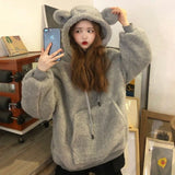 Tineit 2025 Women Clothing Oversized Hoodies Y2k Tops Streetwear Rabbit Ears Hooded Sweatshirts Thicked Casual Chic Hoodie Ropa Mujer