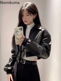 Tineit Black Leather Jackets for Women Streetwear Harajuku Y2k Tops 2025 Ropa Mujer Fashion Korean Outwear Zipper Casual PU Crop Coats