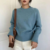 thanksgiving outfit Tineit Autumn Cashmere Knitted Sweaters Women Winter Warm Casual Mock Neck Solid Jumpers Harajuku Loose Simple Pullovers Sweater New