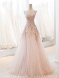 Tineit Pink StraplessTulle Ball Gown Beaded Shiny Prom Dress Pink Sweet  Dress (PRE-ORDER)