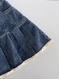 christmas outfit Tineit Women Blue A-line Denim Skirt Vintage Aesthetic Y2k Patchwork Lace Jean Skirt Harajuku Korean Cowboy Skirts 2000s Clothes Summer