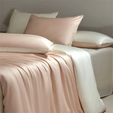 Tineit Four piece set of natural silk solid color bedding, ice silk smooth nude sleeping bedding