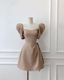 Tineit Vintage A line Midi Dress Brown Homecoming Dress (PRE-ORDER)