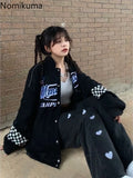 Tineit Streetwear BF Women Coats Harajuku Hip-hop Fashion Outwear 2025 Ropa Mujer Embroidery Casual Korean Jackets Oversized Y2k Tops