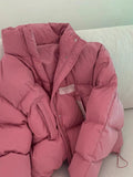 christmas outfit Tineit Women Pink Parka Jacket Coat Long Sleeve Thicken Overcoat Harajuku 90s Korean Warm Turtleneck Padded Jacket Vintage Winter 2025