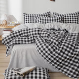 Tineit Fashion Plaid Bedding Set Green Brown Duvet Cover 220x240 No Filler Pillowcase Bed Sheet Single Queen Soft Bed Linens