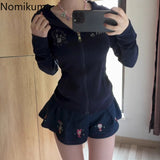 Tineit Japanese Hoodies 2025 Women Clothing Y2k Tops Cat's Ears Hooded Long Sleeve Coat Ropa Mujer Casual Fashion Anime Sweatshirts