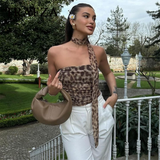 cold weather outfits Tineit 2024 Spring Summer Streetwear LEOPARD Print Women Suits Fashion Strapless Sleeveless Tops+Chic Elegant Pencil Long Skirts