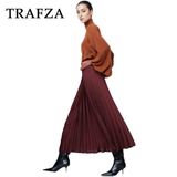 cold weather outfits Tineit 2024 Spring Summer Casual Folds Long Skirts Fashion Vintage Solid Satin Oversized High Waist Chic Elegant Lady Skirts