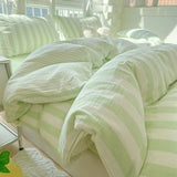 Tineit Ins Korean Style Duvet Cover Set Quilt Set Striped Bed Sheet Set For Girls Bedding Set For Bedroom