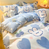 Tineit Cute Kids Bedding Set Rabbit Dinosaur No Filler Single Queen Size Duvet Cover Flat Sheet Pillowcase Girls Boys Comforter Duvet