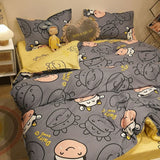 Tineit INS Blue And White Cow Stripe Cartoon Bedding Set Cute Animal Quilt Cover Soft High Quality Polyester Sheet Bedroom Decor