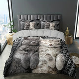 Tineit 3pcs Cat Animal Duvet Cover Set 3D Cute Pet Cat HD Printing Bedding For Home Dorm